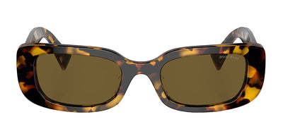 Miu Miu MU_08YS VAU01T Rectangle Plastic Dark Havana Sunglasses with Dark Brown Lens