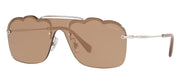 Miu Miu MU 55US 1BC176 Irregular Plastic Silver Sunglasses with Light Brown Mirror Lens