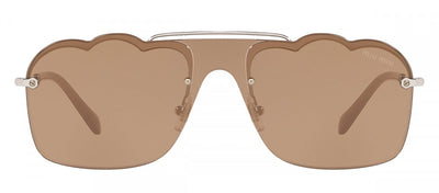 Miu Miu MU 55US 1BC176 Irregular Plastic Silver Sunglasses with Light Brown Mirror Lens