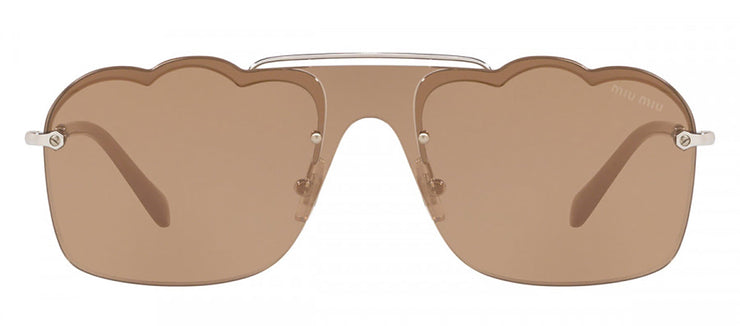 Miu Miu MU 55US 1BC176 Irregular Plastic Silver Sunglasses with Light Brown Mirror Lens