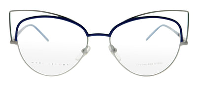 Marc Jacobs Marc 12 TZJ Round Plastic Blue Eyeglasses with Logo Stamped Demo Lenses
