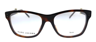 Marc Jacobs Marc 132 ZY1 Square Plastic Havana Eyeglasses with Logo Stamped Demo Lenses