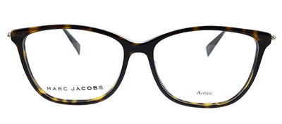 Marc Jacobs Marc 258 086 Square Plastic Dark Havana Eyeglasses with Logo Stamped Demo Lenses