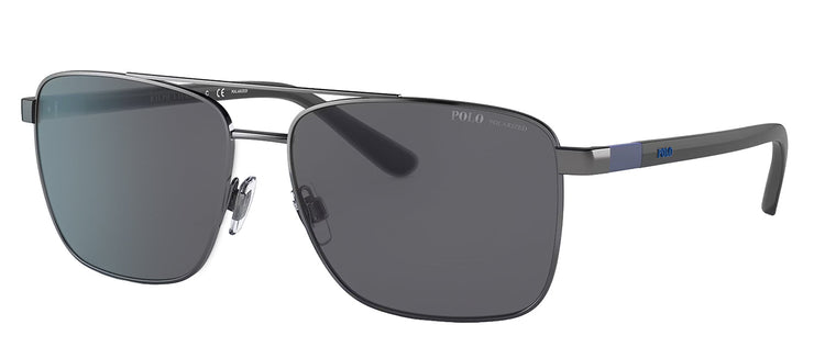 Ralph Lauren PH 3137 900281 Rectangle Metal Gunmetal Sunglasses with Grey Polarized Lens