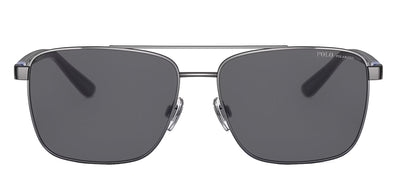 Ralph Lauren PH 3137 900281 Rectangle Metal Gunmetal Sunglasses with Grey Polarized Lens