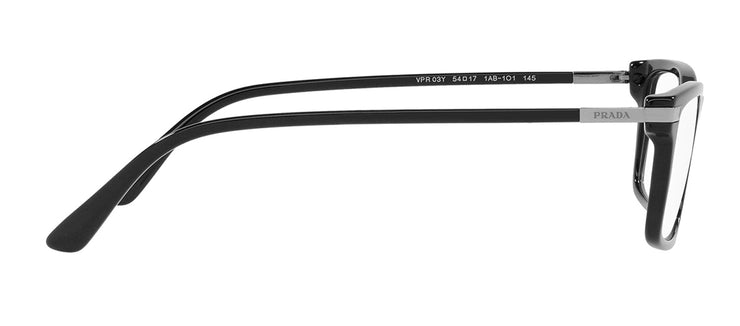 Prada PR 03YV 1AB1O1 Rectangle Plastic Black Eyeglasses with Logo Stamped Demo Lenses