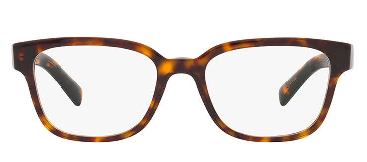 Prada PR 04YV 2AU1O1 Square Plastic Tortoise Eyeglasses with Logo Stamped Demo Lenses