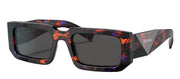 Prada PR 06YS 06V5S0 Rectangular Plastic Abstract Orange Sunglasses with Grey Solid Color Lens