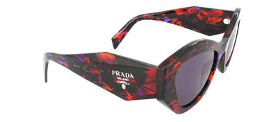 Prada PR 07YS 06V6O2 Irregular Plastic Abstract Orange Sunglasses with Violet Solid Color Lens