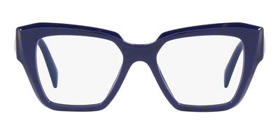 Prada PR 09ZV 18D1O1 Square Plastic Blue Eyeglasses with Logo Stamped Demo Lenses