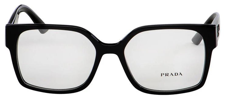 Prada PR 10WV 1AB1O1 Rectangle Plastic Black Eyeglasses with Logo Stamped Demo Lenses