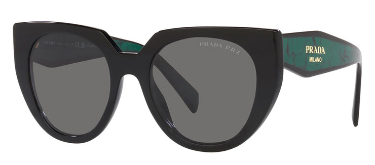 Prada PR 14WS 1AB5Z1 Cat-Eye Plastic Black Sunglasses with Grey Polarized Lens