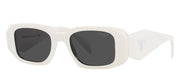 Prada PR 17WSF 1425S0 Rectangle Plastic White Sunglasses with Grey Lens