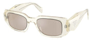 Prada PR 17WSF 19X30N Rectangle Plastic Beige Sunglasses with Brown Mirror Lens