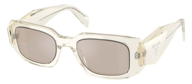 Prada PR 17WSF 19X30N Rectangle Plastic Beige Sunglasses with Brown Mirror Lens