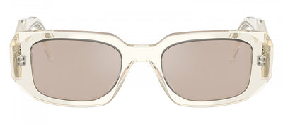 Prada PR 17WSF 19X30N Rectangle Plastic Beige Sunglasses with Brown Mirror Lens