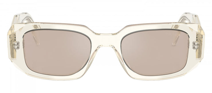 Prada PR 17WSF 19X30N Rectangle Plastic Beige Sunglasses with Brown Mirror Lens