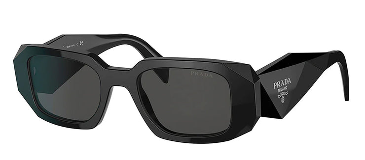 Prada PR 17WSF 1AB5S0 Rectangle Plastic Black Sunglasses with Grey Lens