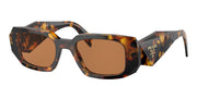 Prada PR 17WSF VAU2Z1 Rectangle Plastic Tortoise Sunglasses with Brown Lens