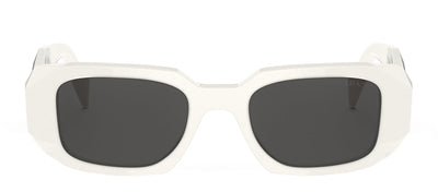Prada PR 17WS 1425S0 Rectangle Plastic White Sunglasses with Grey Lens
