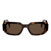 Prada PR 17WS 2AU8C1 Rectangle Plastic Tortoise Sunglasses with Brown Lens