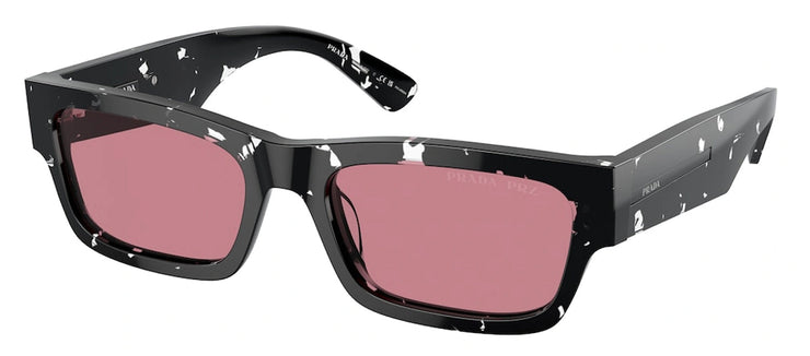 Prada PR A03S 15O70C Rectangle Acetate Black Sunglasses with Pink Polarized Lens