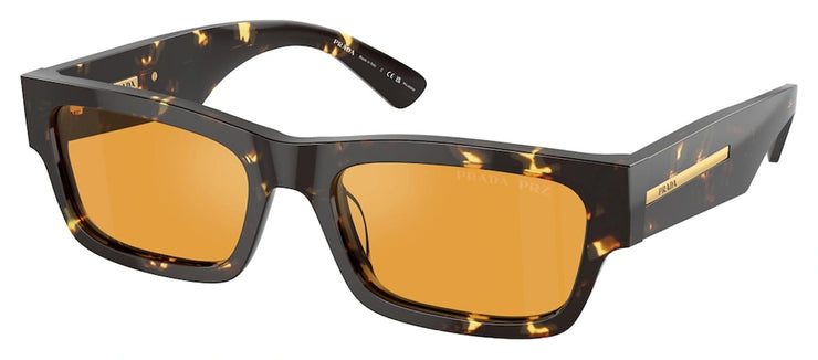 Prada PR A03S 16O20C Rectangle Acetate Black Sunglasses with Yellow Polarized Lens
