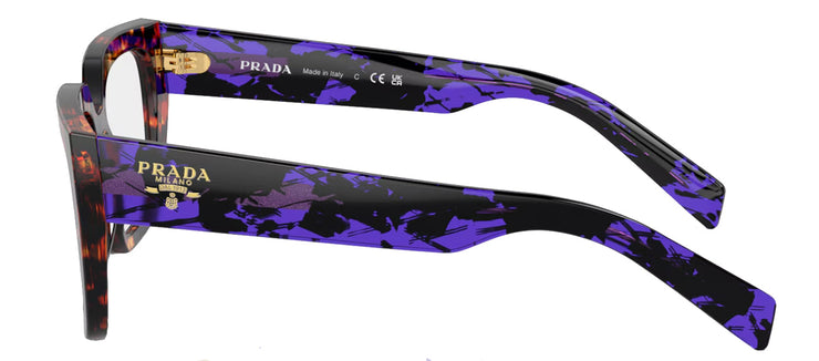 Prada PR A03V 14O1O1 Fashion Plastic Havana Eyeglasses with Logo Stamped Demo Lenses