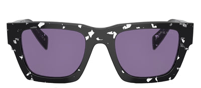 Prada PR A06S 15O50B Square Plastic Tortoise Sunglasses with Purple Mirror Lens