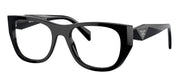 Prada PR A18V 16K1O1 Irregular Plastic Black Eyeglasses with Logo Stamped Demo Lenses