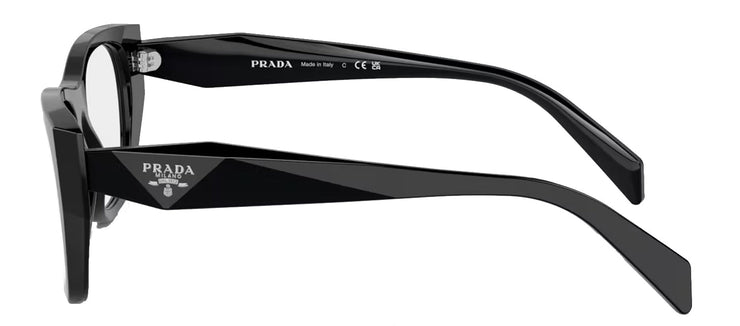 Prada PR A18V 16K1O1 Irregular Plastic Black Eyeglasses with Logo Stamped Demo Lenses