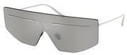 Prada PR B55S 1BC60N Shield Metal Silver Sunglasses with Grey Mirror Lens