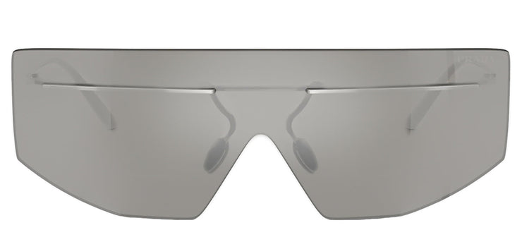 Prada PR B55S 1BC60N Shield Metal Silver Sunglasses with Grey Mirror Lens