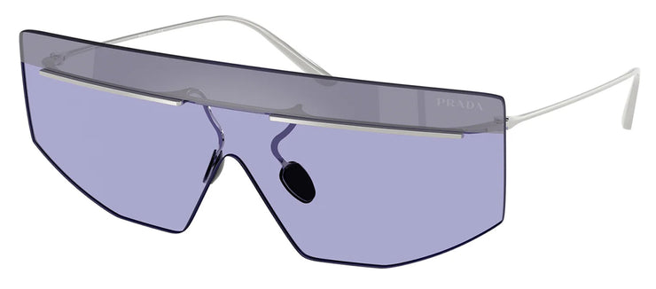 Prada PR B55S 1BC70P Shield Metal Silver Sunglasses with Purple Lens