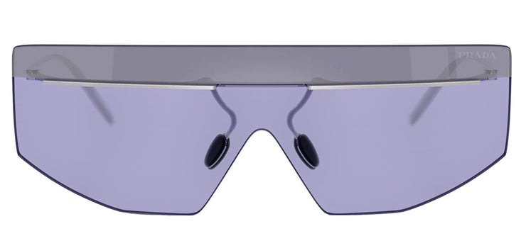 Prada PR B55S 1BC70P Shield Metal Silver Sunglasses with Purple Lens