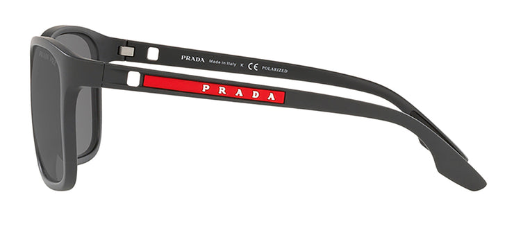 Prada Linea Rossa PS 02WS UFK07H Square Plastic Gray Rubber Sunglasses with Dark Grey Mirror Polarized Lens