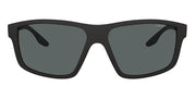 Prada Linea Rossa PS 02XS DG002G Rectangular Plastic Black Rubber Sunglasses with Dark Grey Polarized Lens