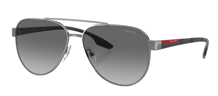 Prada Linea Rossa PS 54TS 5AV3M1 Pilot Metal Gunmetal Sunglasses with Grey Gradient Lens