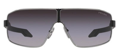 Prada Linea Rossa PS 54YS 5AV09U Irregular Metal Gunmetal Sunglasses with Grey Gradient Lens