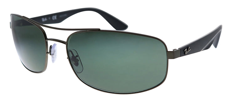 Ray-Ban RB 3527 029/71 Rectangle Metal Gunmetal Sunglasses with Green Lens