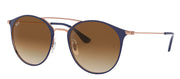 Ray-Ban RB 3546 917551 Round Metal Dark Blue Sunglasses with Light Brown Gradient Lens