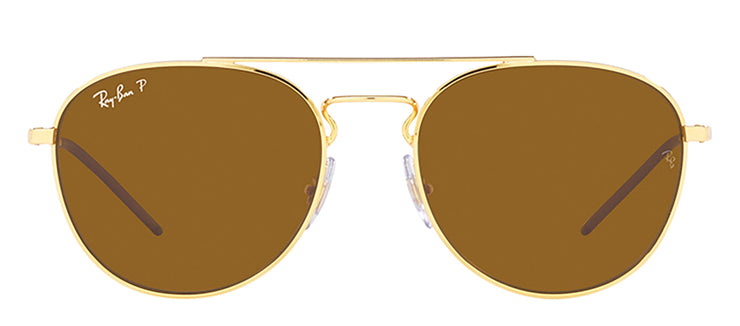 Ray-Ban RB 3589 925083 Phantos Metal Polished Gold Sunglasses with Brown Lens