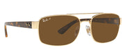 Ray-Ban RB 3687 001/57 Pillow Metal Polished Gold Sunglasses with Grey Lens