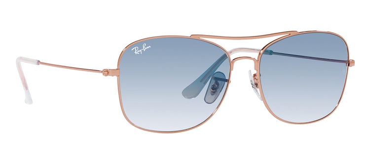 Ray-Ban RB 3799 92023F Pillow Metal Polished Rose Gold Sunglasses with Blue Gradient Lens