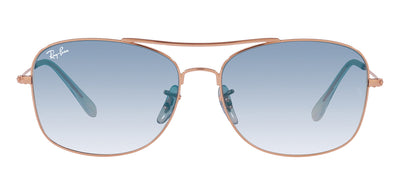 Ray-Ban RB 3799 92023F Pillow Metal Polished Rose Gold Sunglasses with Blue Gradient Lens
