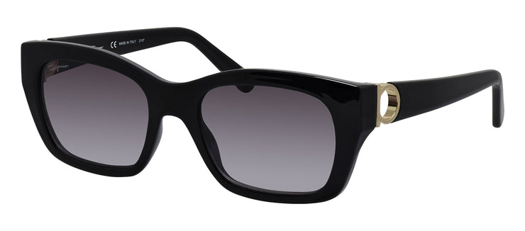 Salvatore Ferragamo SF 1012S 001 Square Plastic Black Sunglasses with Grey Lens