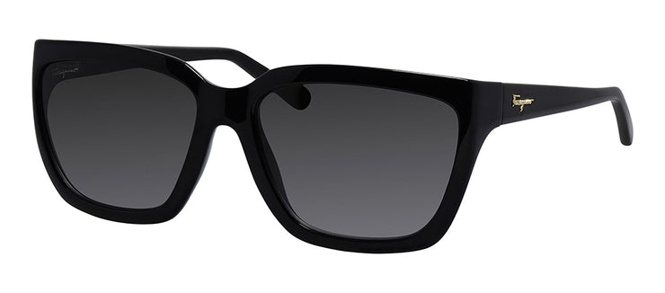 Salvatore Ferragamo SF 1018S 001 Rectangle Plastic Black Sunglasses with Grey Lens