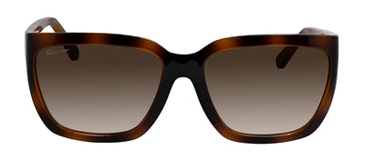 Salvatore Ferragamo SF 1018S 214 Rectangular Plastic Tortoise Sunglasses with Grey Lens