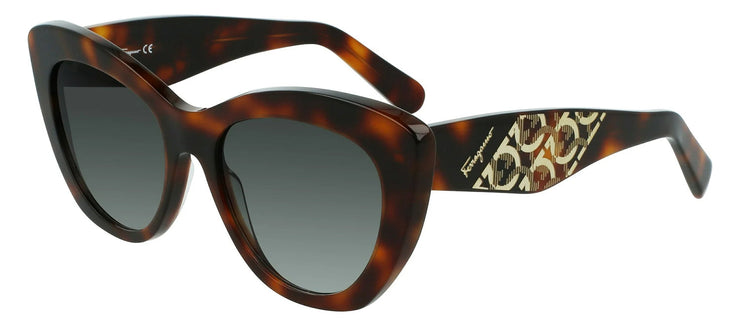 Salvatore Ferragamo SF 1022S 214 Cat-Eye Plastic Tortoise Sunglasses with Green Gradient Lens
