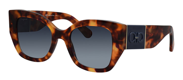 Salvatore Ferragamo SF 1045S 609 Square Plastic Red Tortoise Sunglasses with Blue Gradient Lens